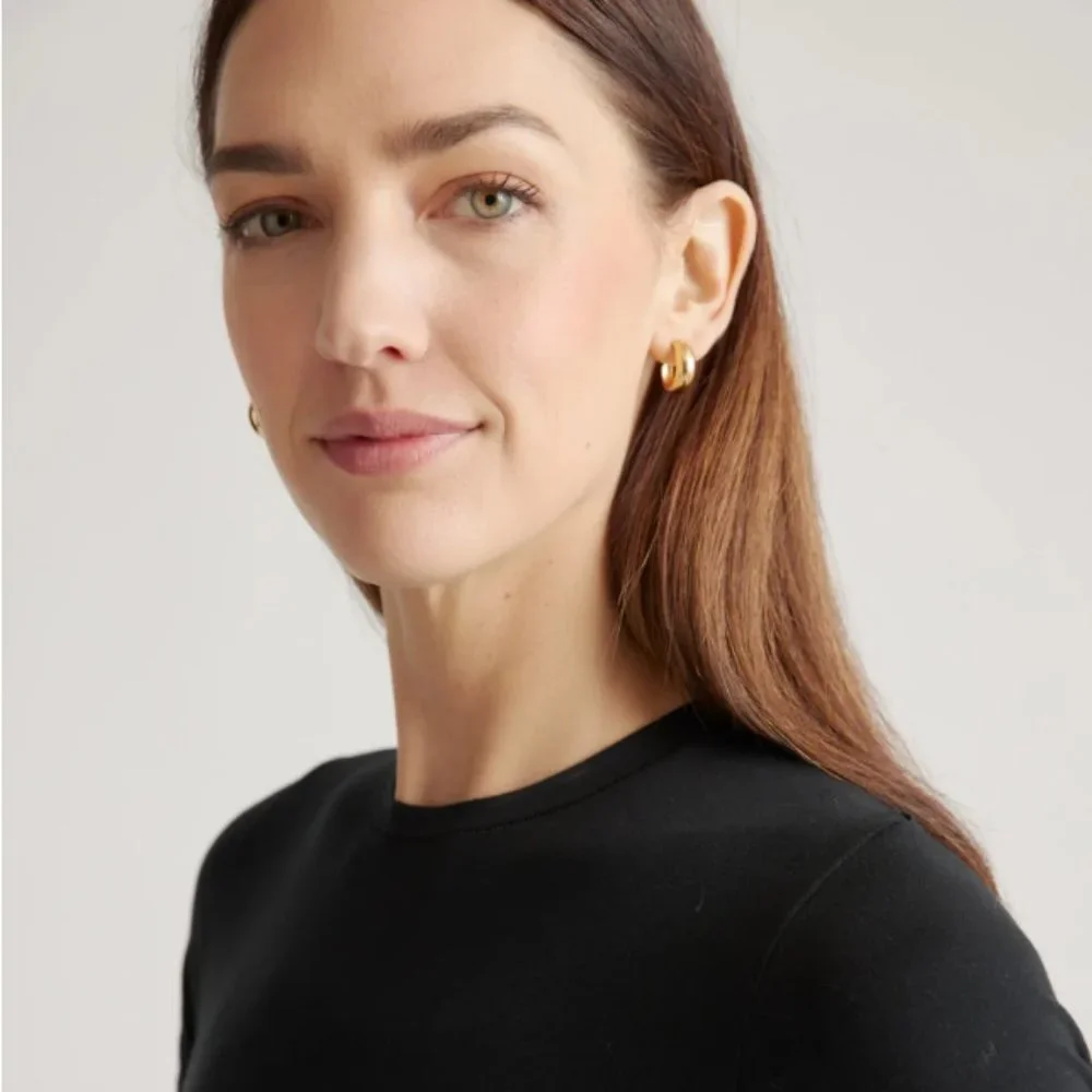 Quince Stretch Cotton Jersey Short Sleeve Bodysuit Size XS- NWT Black - Picture 3 of 9